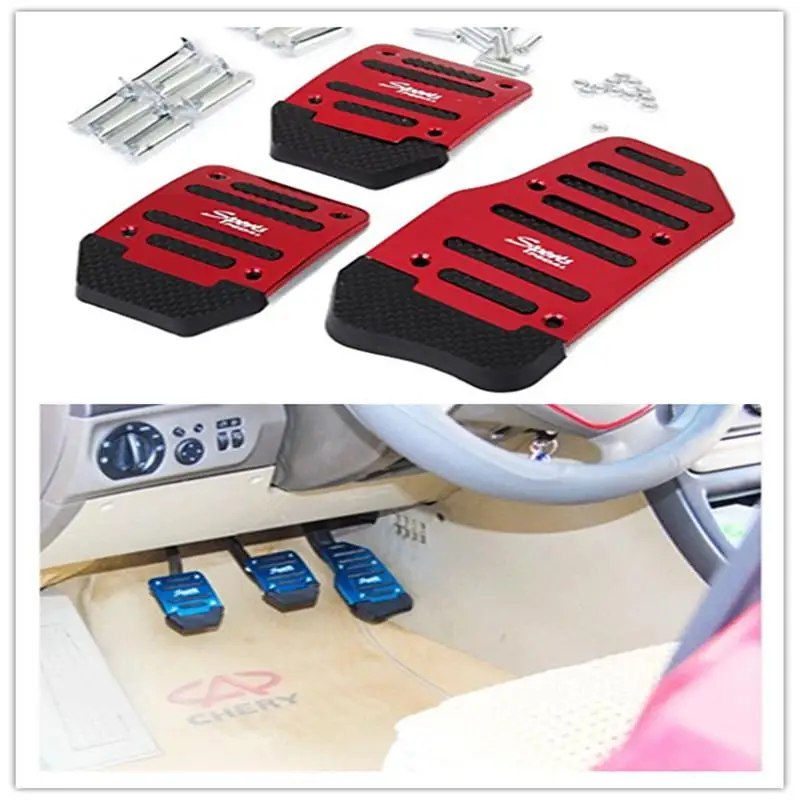 

3PCS/Set Non-Slip Racing Manual Car Truck Pedals Pad Cover Set Red Car Part Accessories Car Manual Automatic Transmission Brake