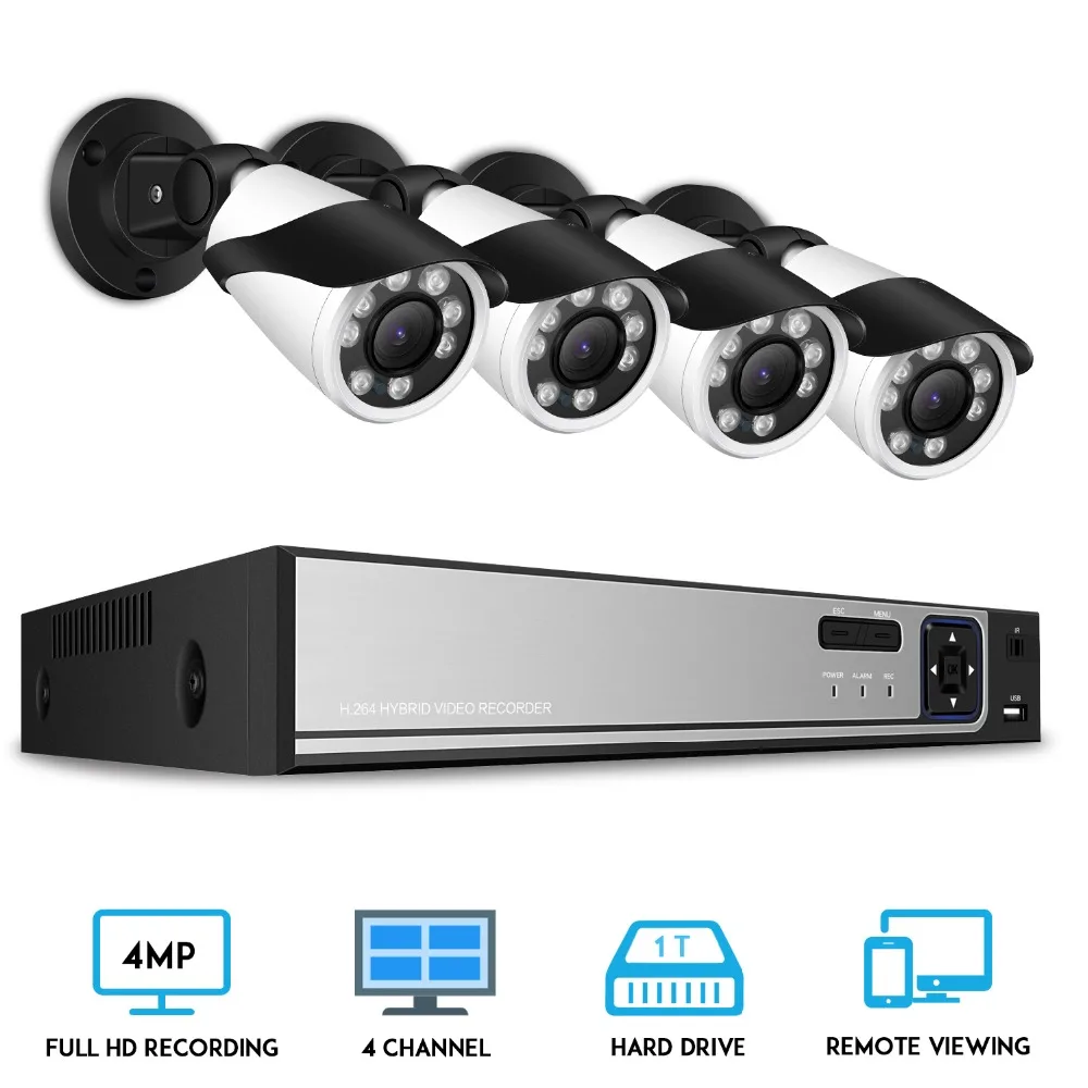 

BESDER HD 4CH 4MP POE security camera System Kit H.265 4X Zoom POE IP Camera Outdoor home cctv Video Surveillance NVR set