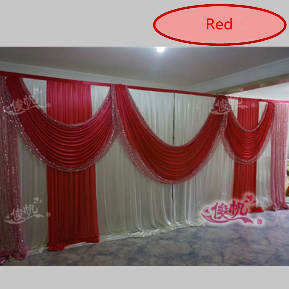 

Red Wedding Backdrop Curtain Sequins Swag Ice Silk Stage Background Curtain Party Wedding Decorations 3m*6m(10ft*20ft) Free DHL