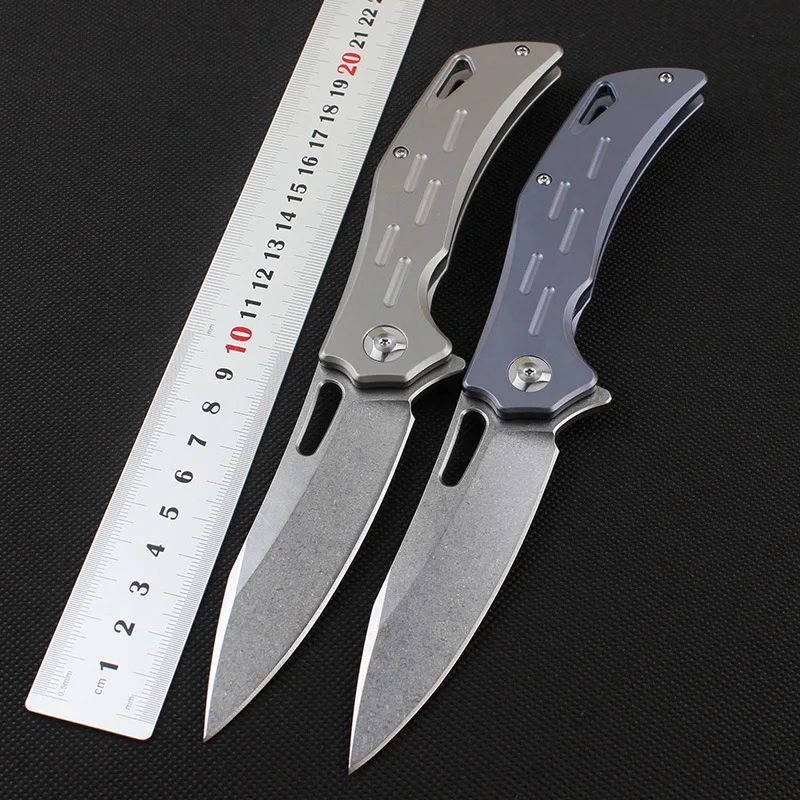 

Hunting Folding Knife Titanium Handle D2 Blade Tactical Combat Outdoor Camping Pocket Knives Survival EDC Multi Tools
