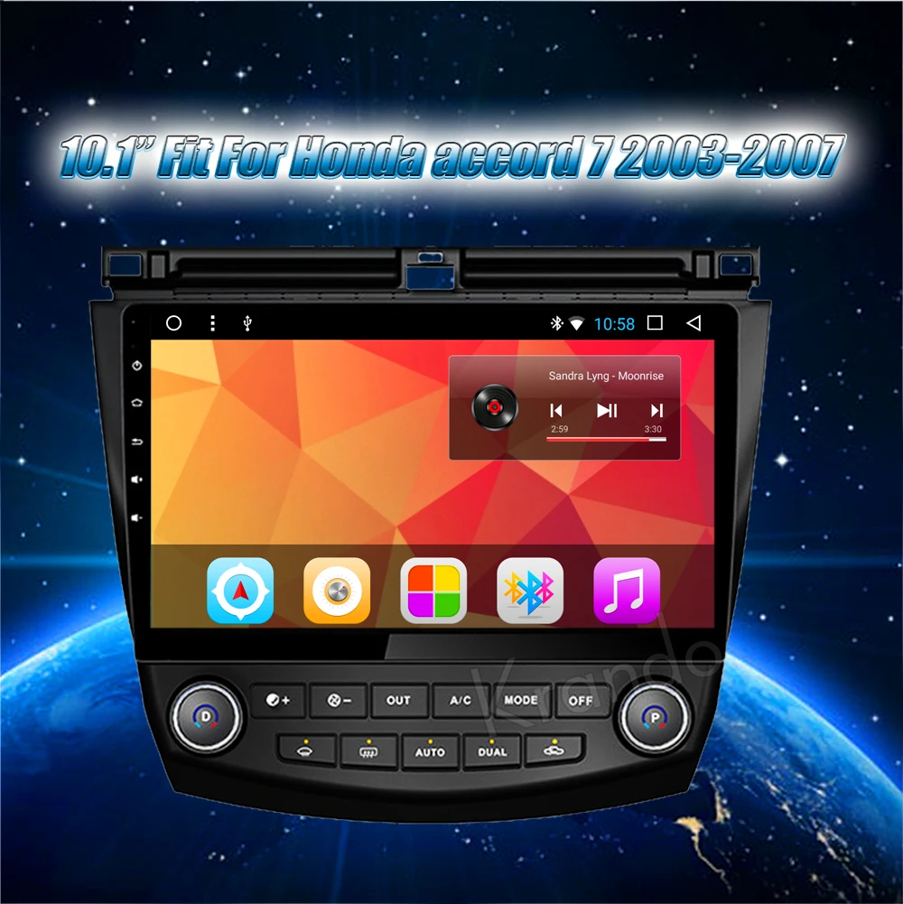Top Krando Android 8.1 10.1" IPS Full touch car Multmedia player for Honda accord 7 2003-2007 radio gps navigation system wifi 0