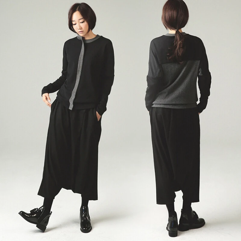 black drop crotch pants