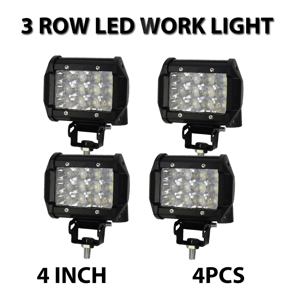 

4PCS Tri-Row LED Work Light Bar High Intensity Chips 36W 4inch Offroad LED Working Light for Jeep Ford Truck SUV ATV UTV