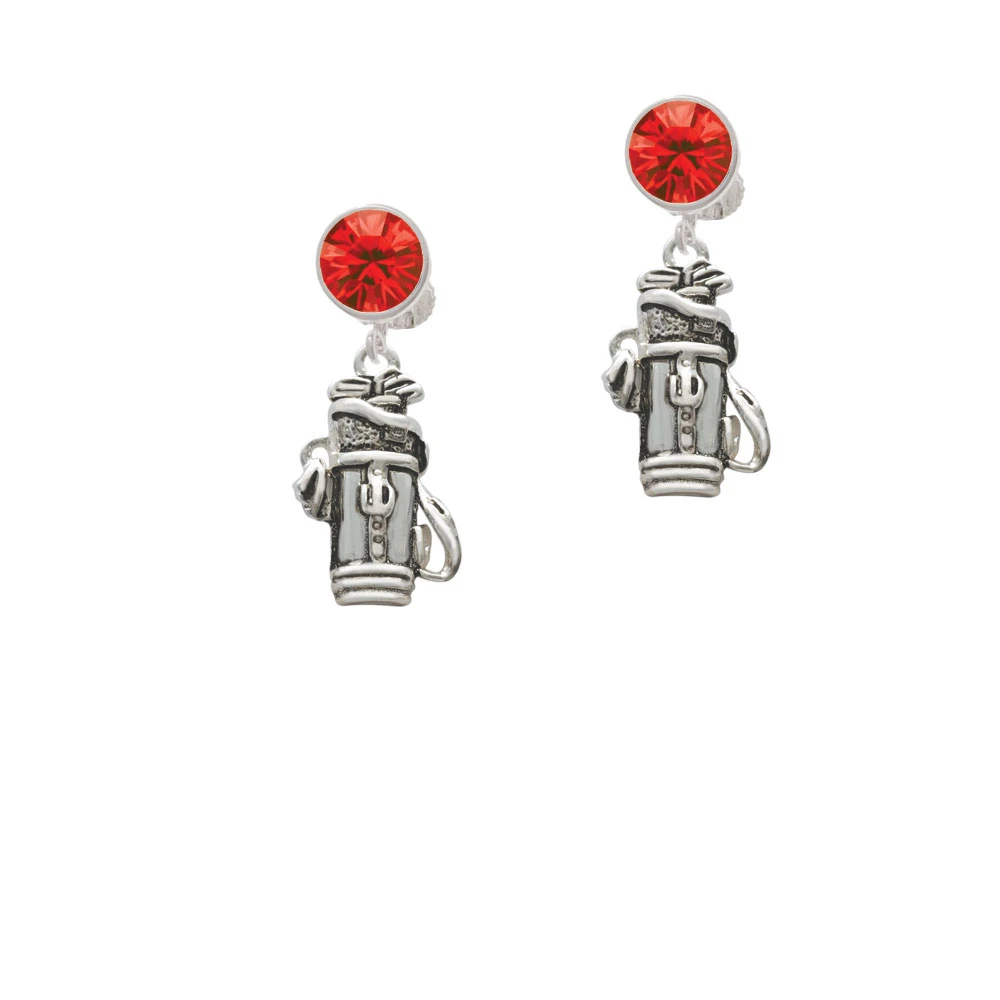Golf Club Bag Crystal Clip On Earrings (4)