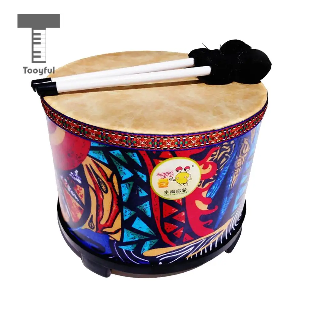 

Tooyful Exquisite Wooden 10inch Hand Drum Mini Snare Drum Toy with 1 Pair Sticks Mallets Hammers Kids Music Enlightment