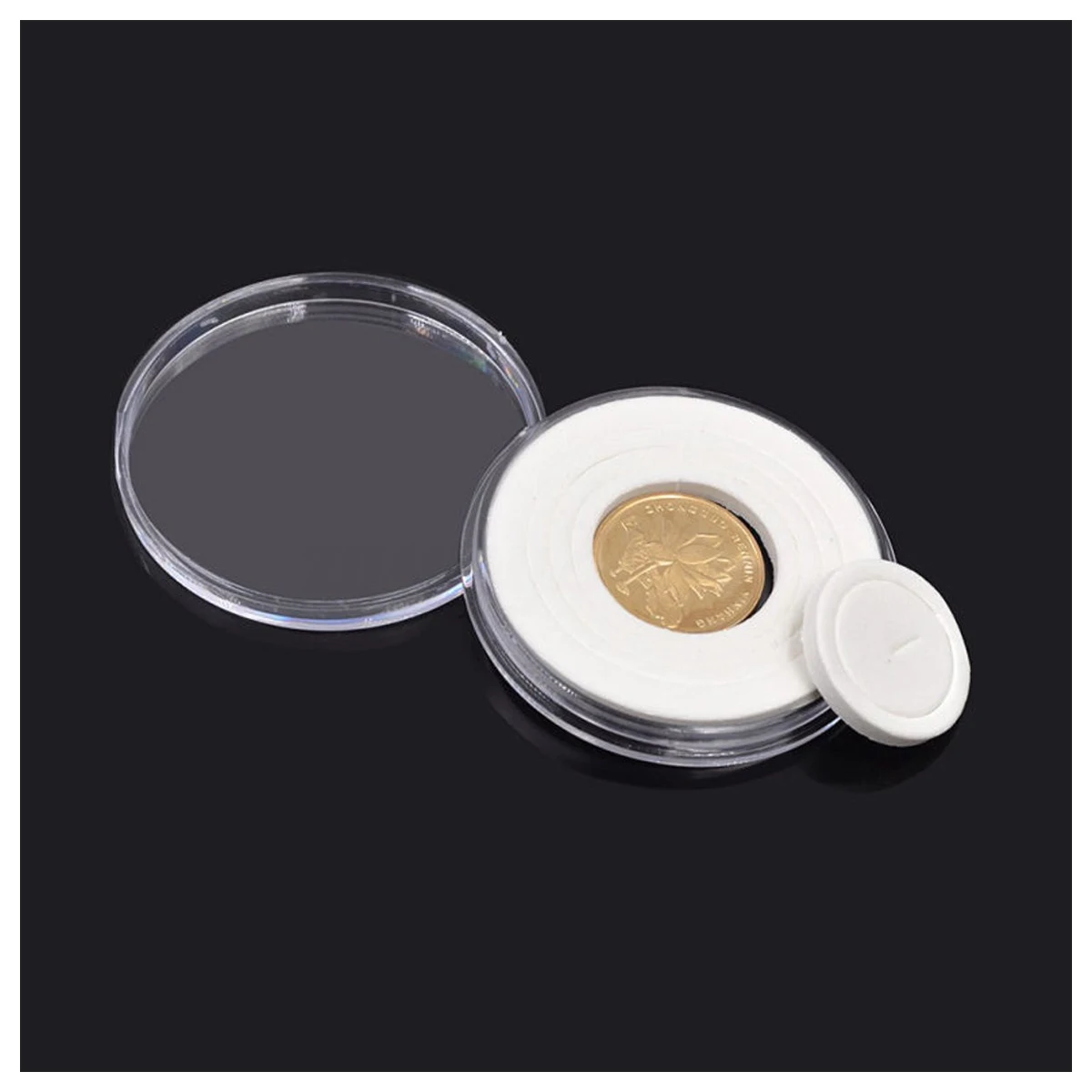 60 шт. 46 мм Монета Случае капсулы держатель применяется прозрачный пластик круглый ящик для хранения