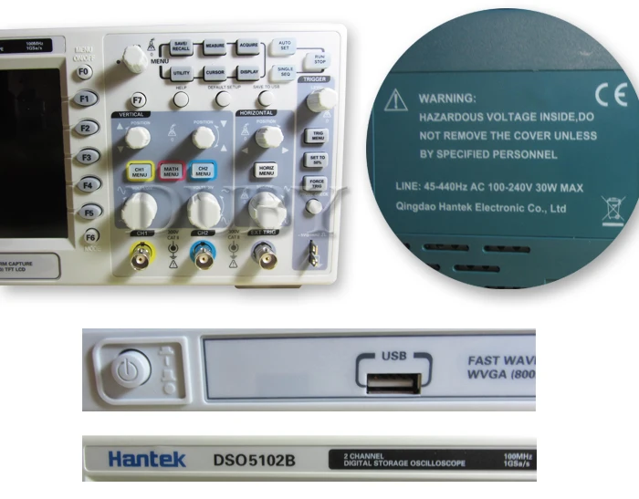 Hantek DSO5102B цифровой осциллограф настольный usb 100 МГц 2CH 1GSa/s 25GSa/s, 2 канала, лучше, чем ADS1102CAL DSO5102P