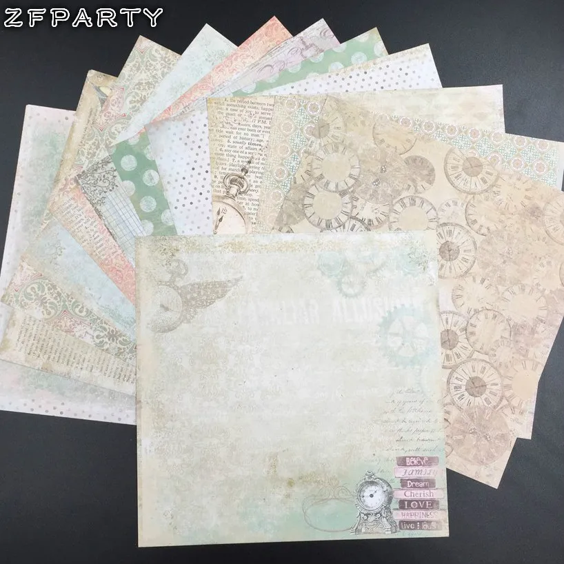 

ZFPARTY 12pcs 6" Single-side Printed Our Time pattern creative papercraft art paper handmade scrapbooking kit set book