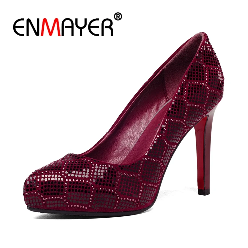 

Enmayer Kid Suede Pointed Toe Thin Heels Women Heels High Heel Shoes Tacones Mujer Size 34-39 ZYL2728