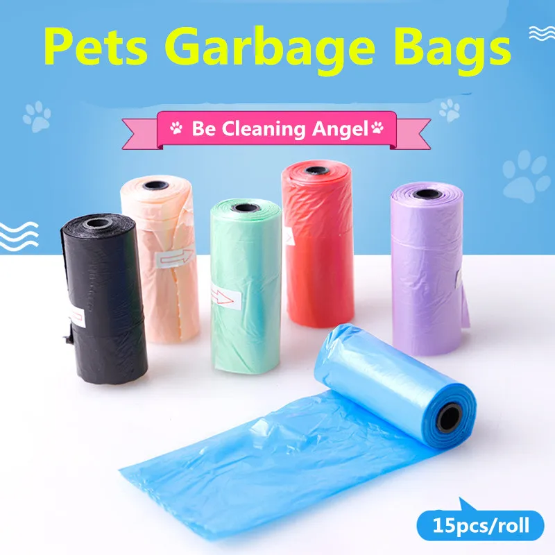

Solid Color Dog Garbage Bags Pets Outdoor Home Waste Clean 15pcs/roll Pooper BagsRefill Garbage Bag Large Size Pets Products