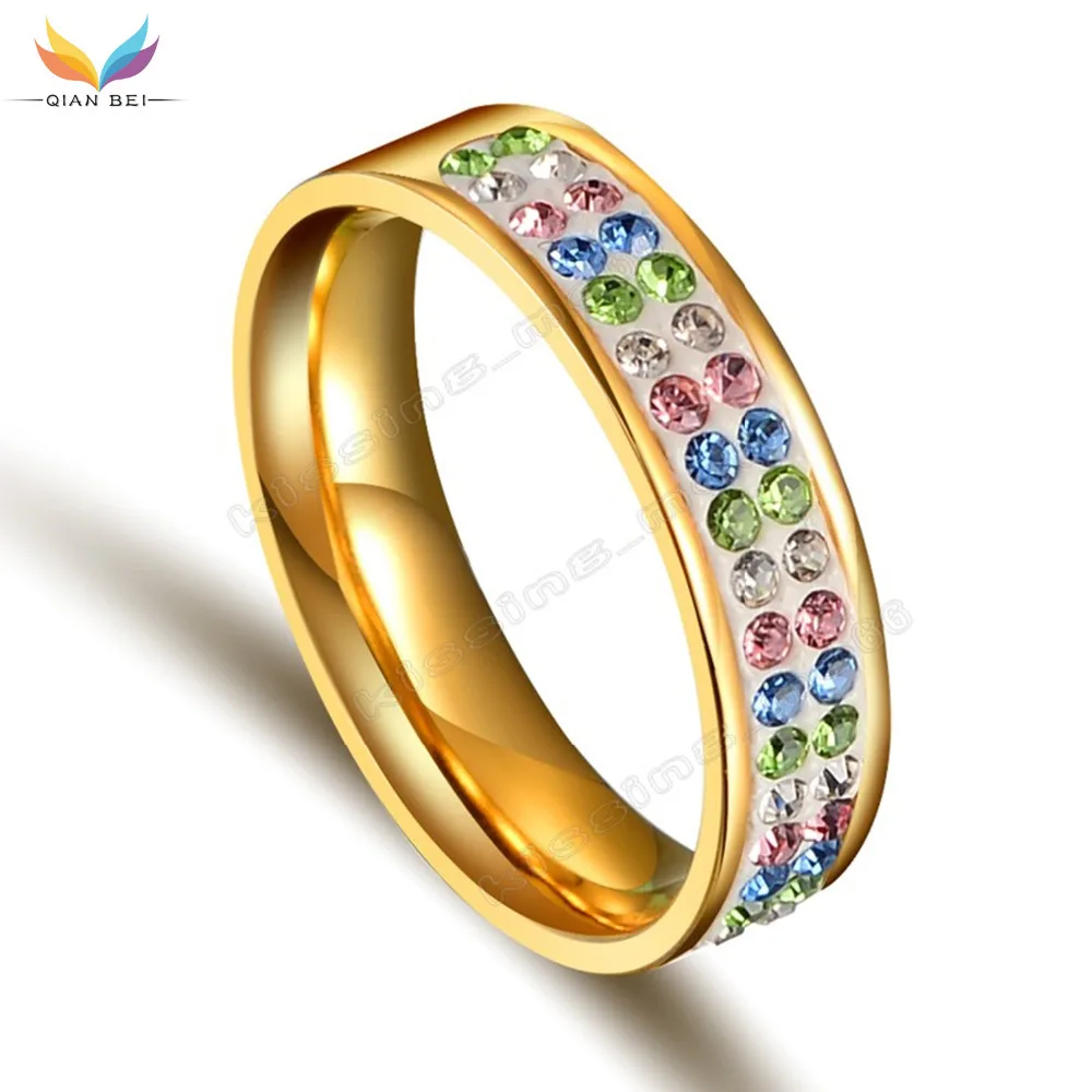 

Women's Two Rows Silver Engagement Wedding Design Women Fashion Wedding Rings Silver&Gold Stainless Steel Rings Jewelry