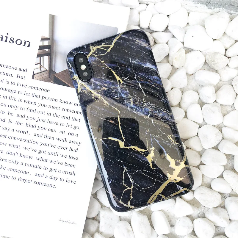 

Luxury Gold Line Marble Phone Case For iphone X Case For iphone6 6s 7 8 Plus Retro Classic Smooth Cover Fashion Hard PC Cases