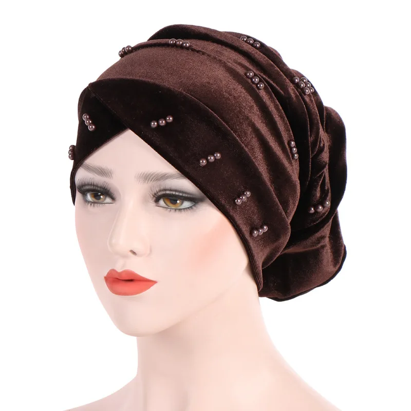 Конфеты цвета для женщин бисер бархат Headwrap Африканский тюрбан галстук шарф твист резинка для волос, тюрбан бандана бинты хиджаб интимные