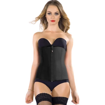 

AL2234 New arrival 9 steel bones zipper hooks rubber corset fashion high quality polyester women latex corset sexy hot shapers