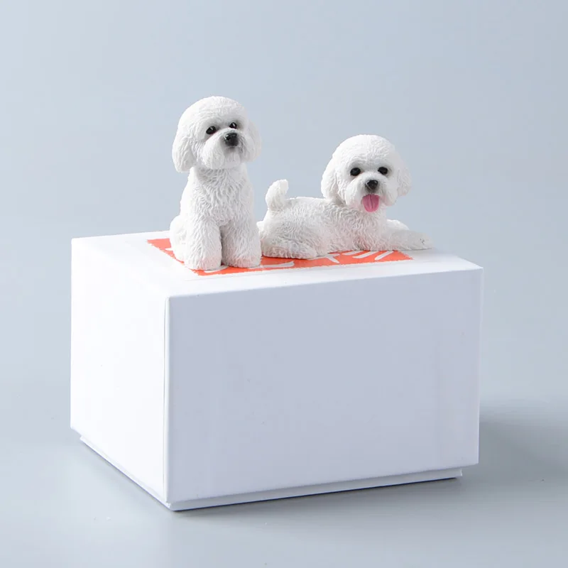 

Koteta 2pcs/set Mini Teddy Dogs Resin Decoration Figures for Kids Gift Collectible Simulation Model Action Figure Animal Dolls