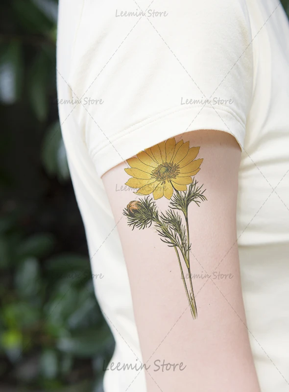 

plant tattoo, retro sunflower tattoo sticker, arm