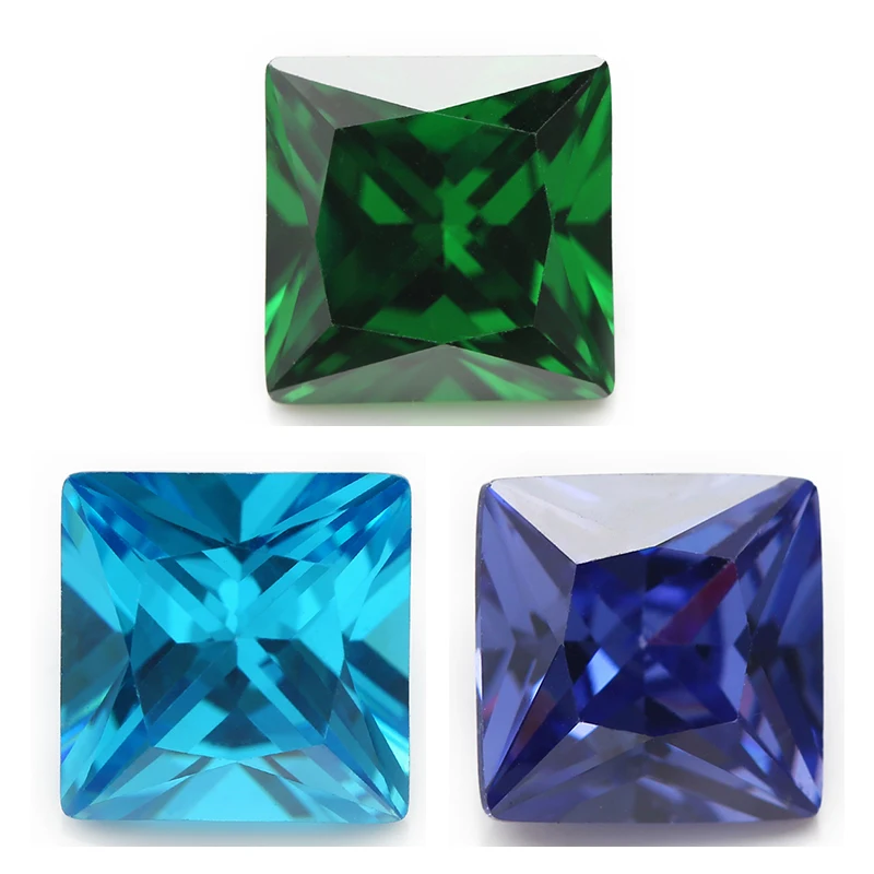 20 Pezzi Muslimaaaaaa Square Cz Stone Green,Blue,Tanzanite,Seablue,Coffee,Rhodolite Color Cubic Zirconia Pietra Preziosa Sintetica