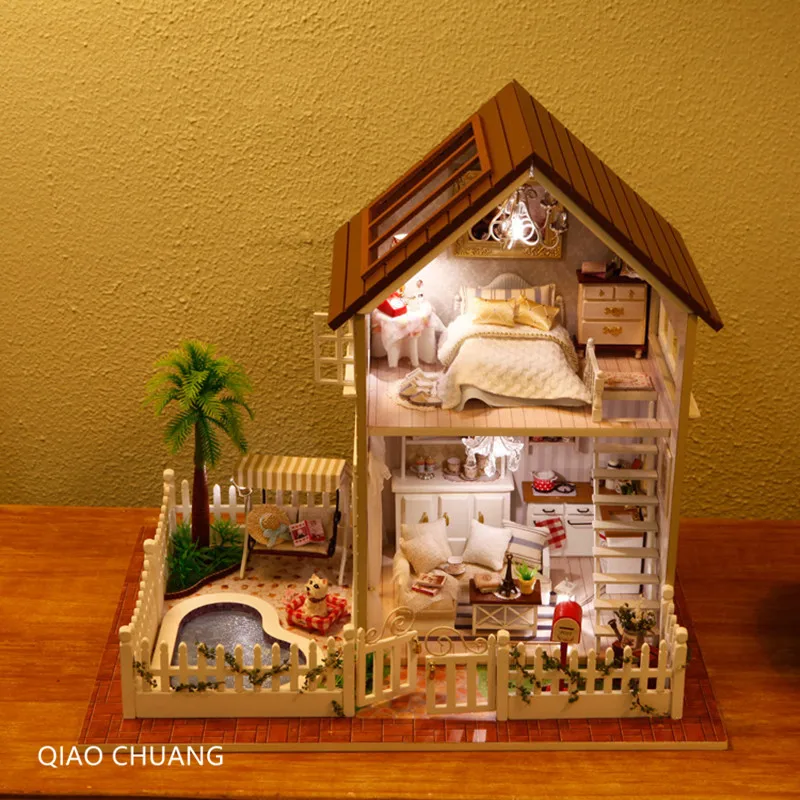 

DIY Romance Paris Apartment Log Cabin Manual Assembly Villa House Model Creative Birthday Gift Desktop Decoration L454