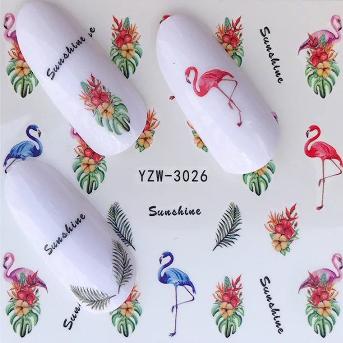 1 шт. Фламинго водяные наклейки для ногтей книги по искусству советы для Дизайн ногтей Обертывания Маникюр Аксессуары наклейки на гвозди