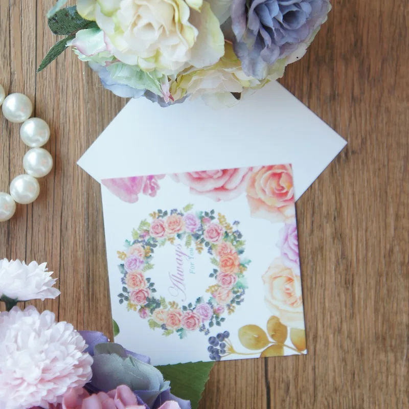 50pcs Mini always for you Card rose water color style multi-use as Scrapbooking invitation DIY Decor party gift message card | Дом и сад