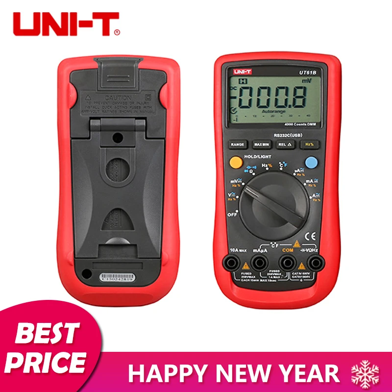 

UNI-T UT61B Digital Multimeter LCD Backlight W/ Temperature Tester Auto Power Off Equipped With RS-232C