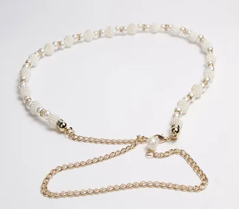 

Fashion Ladies Accessories Plum Pearl Metal Belt Feminine Daily Decoration Waist Chain Classic Belts.