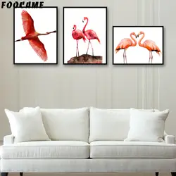 Foocam акварель Фламинго Птица Плакаты и принты Книги по искусству холст картины Современный Домашний Декор стены картинки для Гостиная