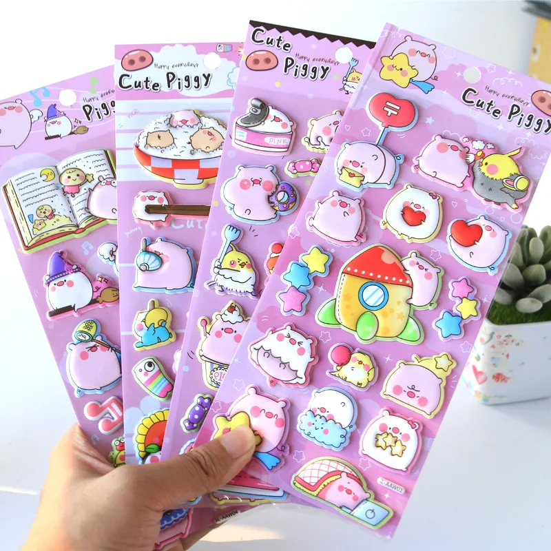 12 pack/lot Intelligence Piggy 3D Bullet Journal Sticker Scrapbook