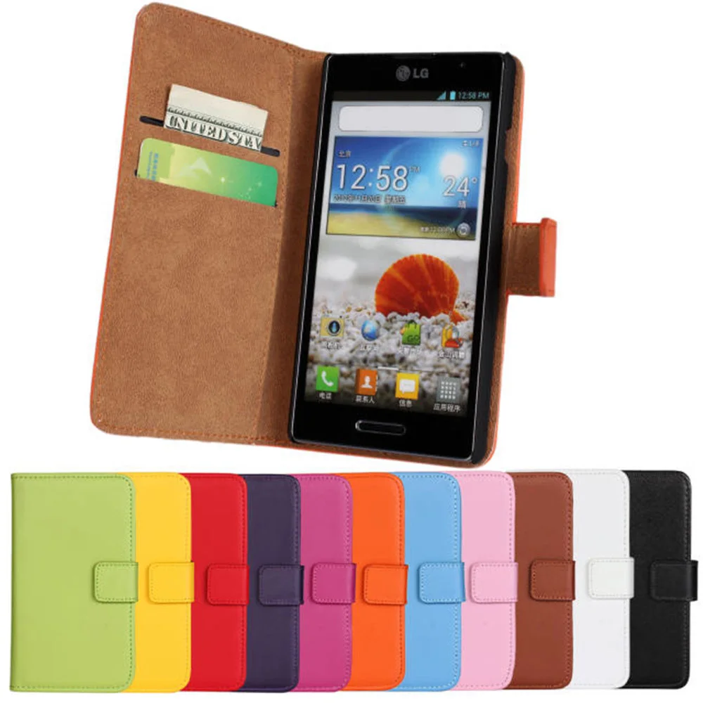 

Luxury Genuine Leather Phone Case For LG Optimus L9 Wallet Style With Card Slot Holder Mobilephone Cover For LG P760 P768 P769
