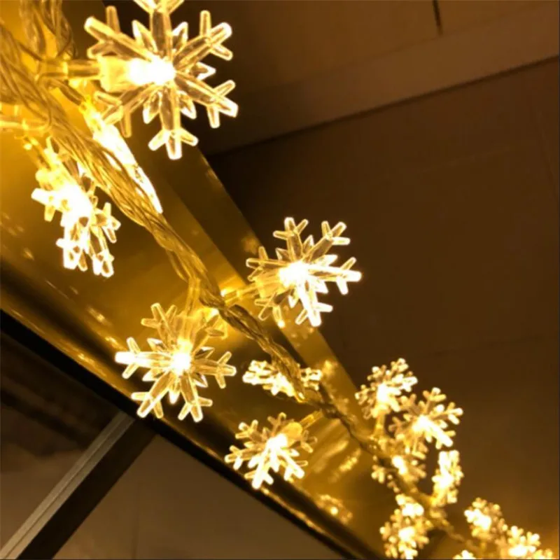 10M 50 LED Snowflake String Fairy Lights New Year Xmas Party Wedding Garden Light Lamp Garland Decoration Christmas Lights