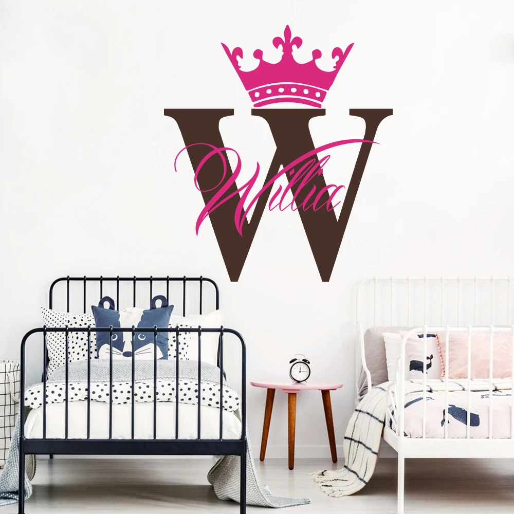 

Custom Name Crown Prince Wall Decal Baby Nursery Boy Room Personalized Name Queen King Crown Princess Wall Sticker Kids Room Art