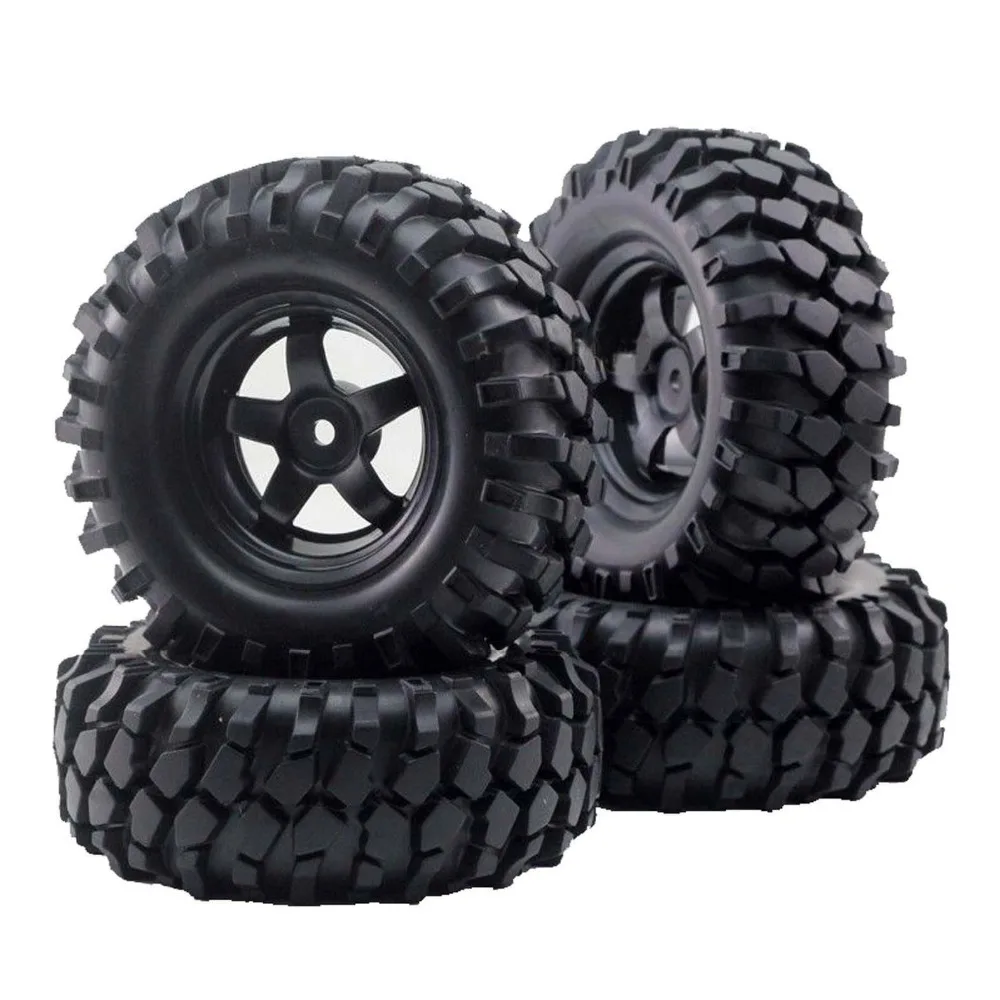 LAFEINA 1.9" Beadlock Wheel Rims & 114mm Tires For 1/10 RC Crawler - Axial SCX10 Traxxas TRX4 Compatible