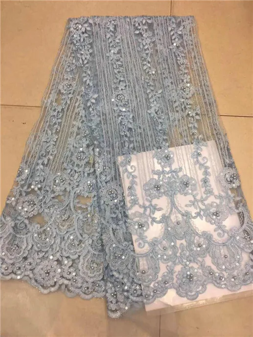 

Nigerian Lace Fabrics For Wedding 2018 African French Lace Fabric High Quality Sequins Lace with beads, Burgundy Lace Sky blue