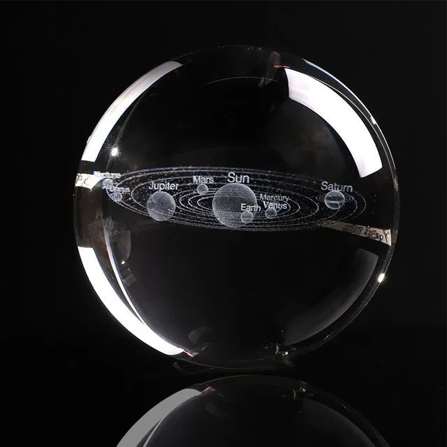 

3D Solar System Crystal Ball Planets Glass Ball Laser Engraved Globe Miniature Model Home Decor Astronomy Gift Ornament 60mm