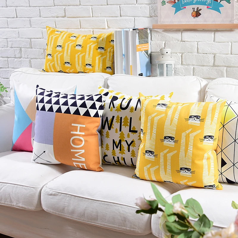 nordic style throw pillow case yellow decoratvie cushion cover