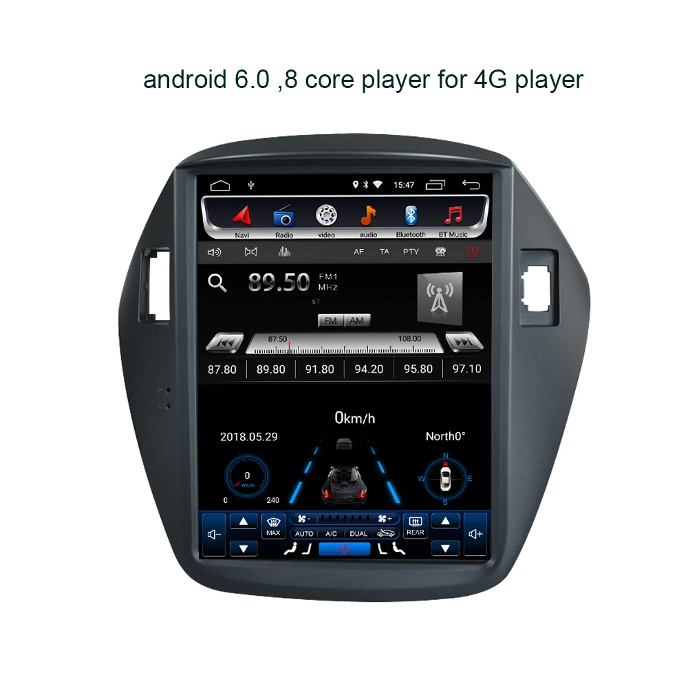 Excellent 4G LTE android 9.0 navigation system vertical type radio bluetooth stereo player for Hyundai ix35 tucson  car multimedia player 10