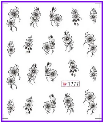 6 упак./лот блеск переводка NAIL ART наклейки на ногти черного цвета с цветочками для вечеринок гардении Савона MARGUERITE SY1773-1778