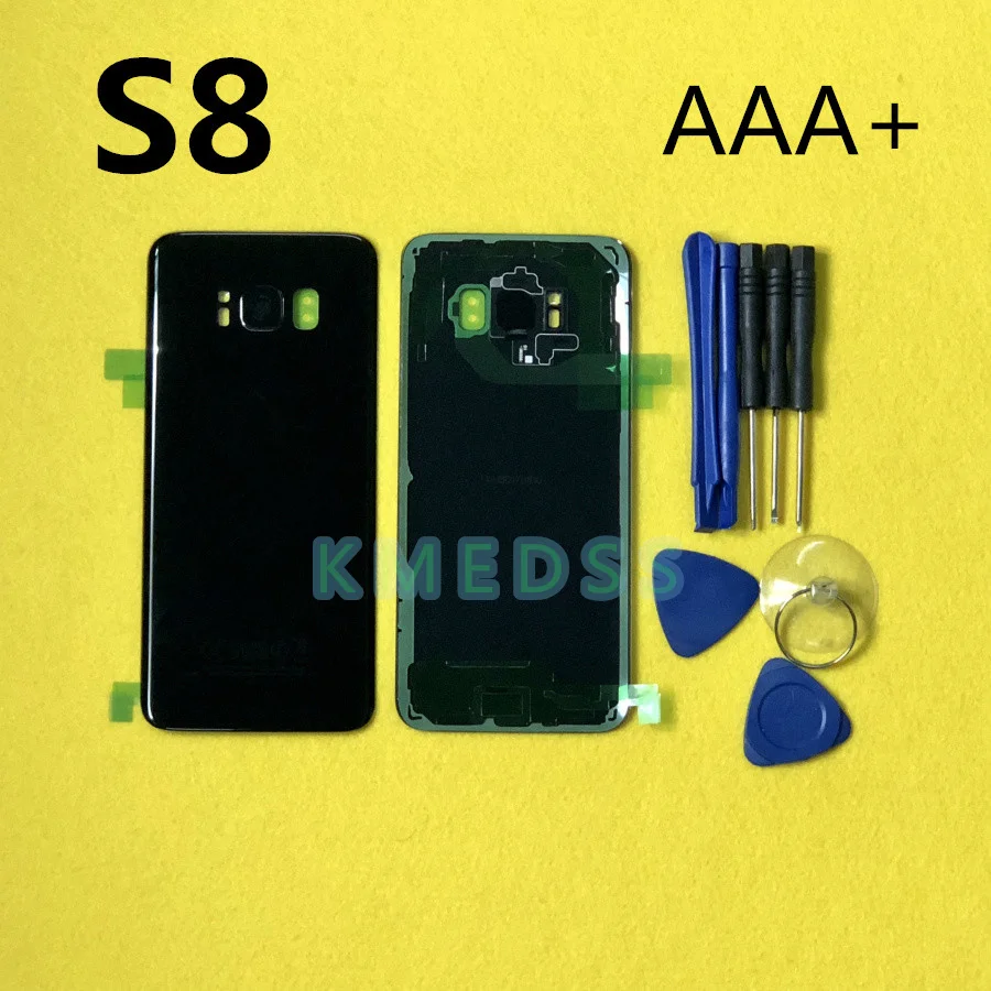 AAA+ качественная стеклянная задняя крышка для samsung Galaxy S8 G950 G950F Крышка корпуса задней двери с объективом камеры+ Инструменты