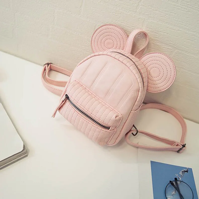 Дисней Микки Маус мультфильм женский мини PU женский рюкзак новая милая Студенческая сумка для девушек портативный дорожный плюшевый рюкзак - Цвет: C
