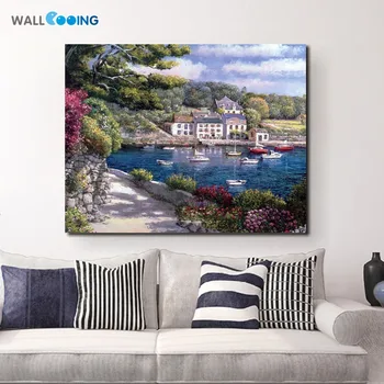 

New inkjet islands canvas painting home decorative Mediterranean Venice sailboat landscape paintings the living room