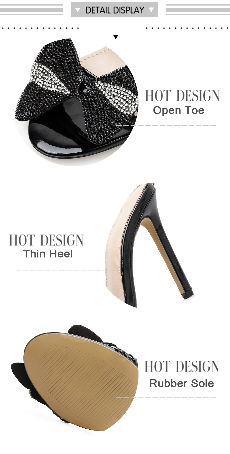 sexy black rhinestone sandals 