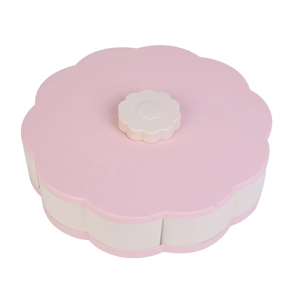 

5 Grids Kitchen Organizer Daily Combination Snack Home With Cover Fruit Tray Flower Petal Rotating Nuts Living Room Desktop