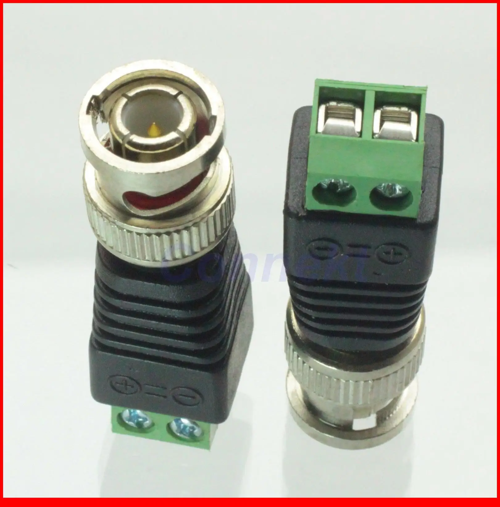 

100 pcs CAT5 To Camera CCTV Video Balun BNC male plug AV Screw Terminal Connector