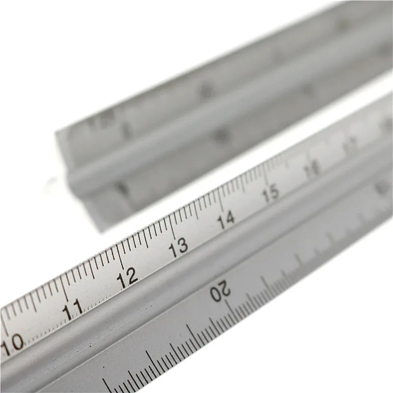 bhty235 Shatter Resistant Measuring Ruler 30cm Aluminium Metal Triangle Scale Architect Engineer Technical Ruler 12
