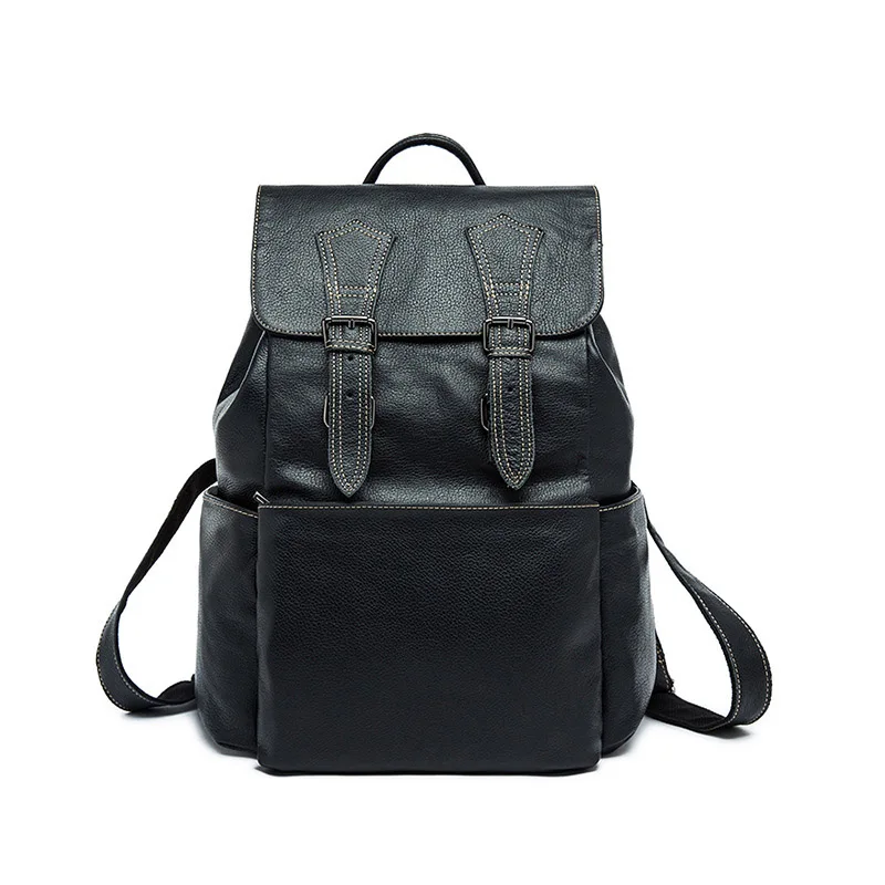 

Men's Mini Backpack Genuine Leather Women Bagpack 13.3 Inches Laptop Back Pack Bag Teenager Boys Large Capacity Travel Hand Bag