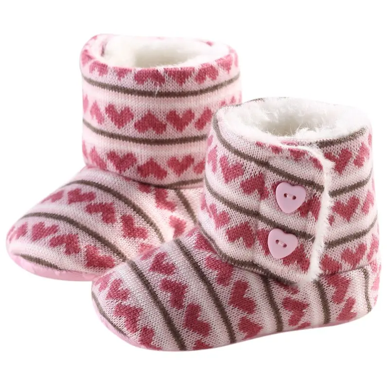 

First Walkers Winter Cotton Snow Warm Soft Sole Boots Baby Girl Crochet Knit Fleece Baby shoes Toddler Wool Infant
