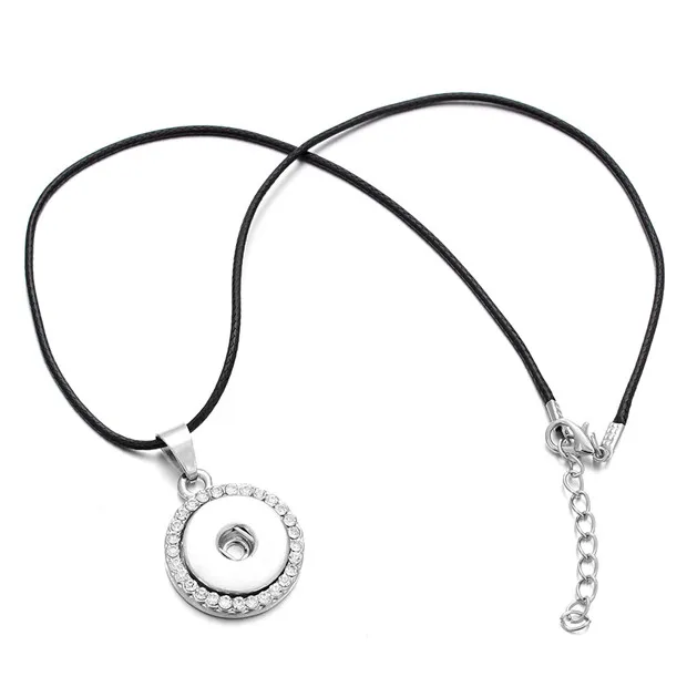 Горячая оснастки кулон ожерелье круглая подвеска со стразами серебряный цвет fit 18 мм заклепки для оснастки ювелирные изделия