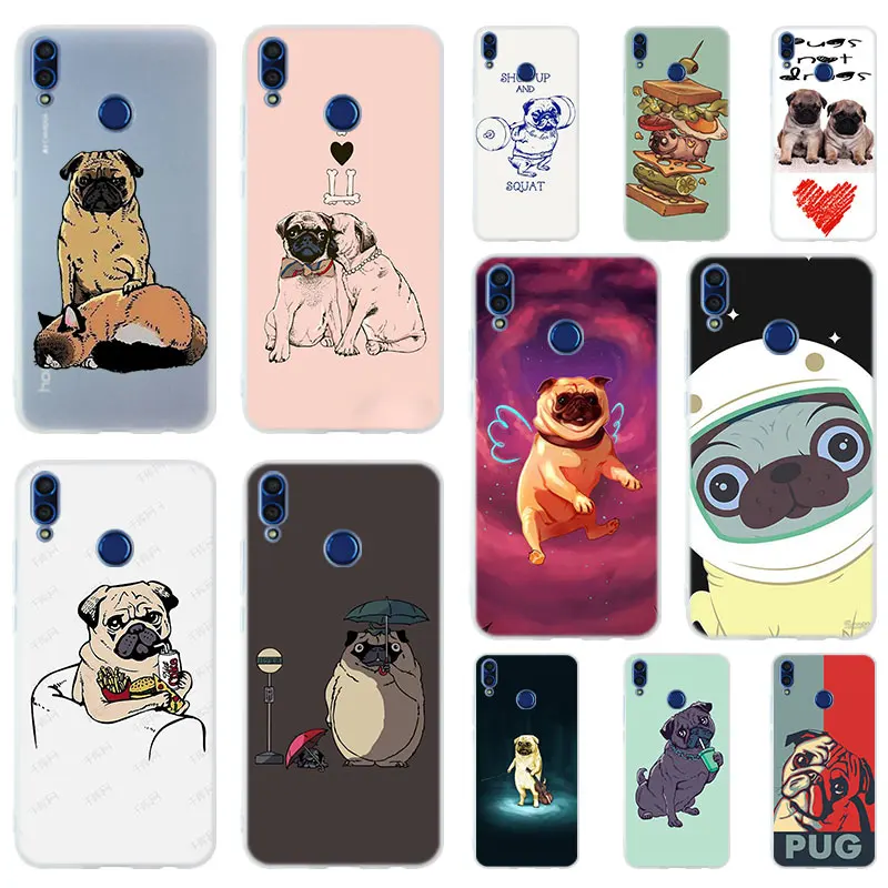 

Pug Dog Soft Silicone Case Cover For Huawei Honor 9 10 Lite 6X 7X 8X Max Phone cases 7A 8A 8C V20 PLAY 10i