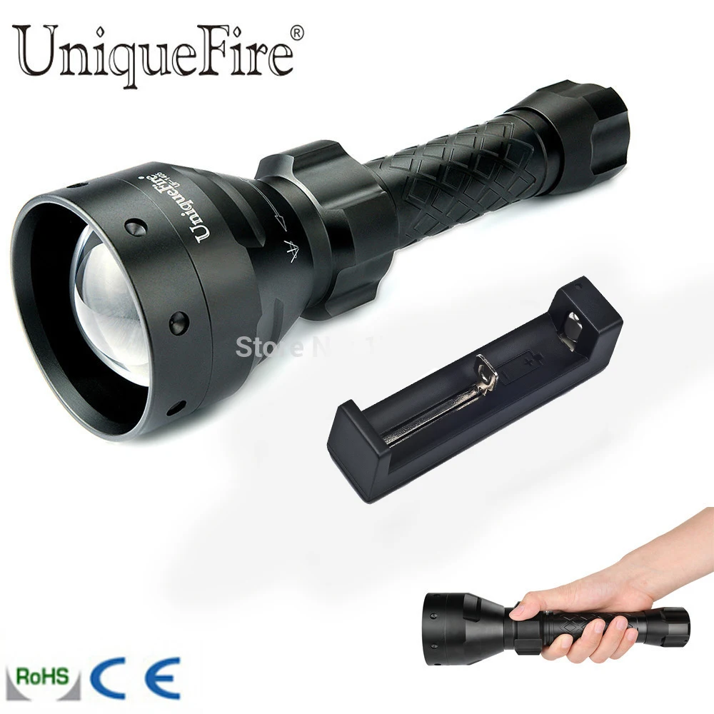 UniqueFire 1405 IR 940NM illuminator LED Night Vision Flashlight Torch+Charger 67mm Convex Lens 3 Mode Torch For Hunting Camping UniqueFire 1405 IR 940NM illuminator LED Night Vision Flashlight Torch+Charger 67mm Convex Lens 3 Mode Torch For Hunting Camping