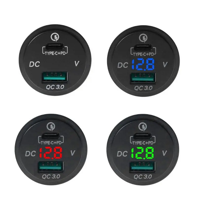 للماء 12 V 24 V نوع C PD QC 3.0 USB شاحن سيارة LED الفولتميتر الطاقة محول ل ذاكرة فلاش قارب دراجة نارية للماء 12 V 24 V نوع C PD QC 3.0 USB شاحن سيارة LED الفولتميتر الطاقة محول ل ذاكرة فلاش قارب دراجة نارية